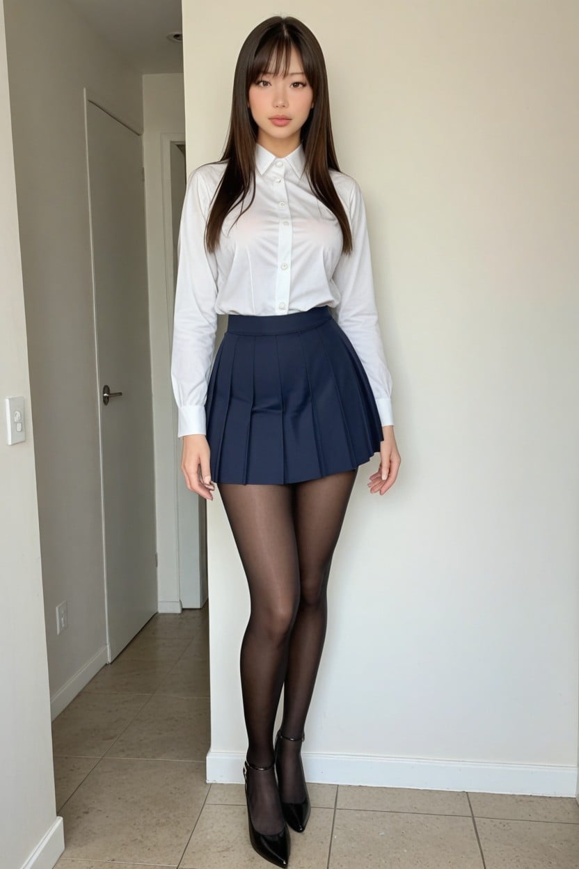 Worried Eyes, Rosy Cheeks, Uniform With Long Sleeves Shemale AI Porn