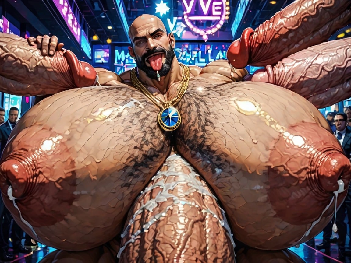 Both Boobs Getting Sucked Hard, Side View, Extreme Hyper Boobs AI Gay Porn