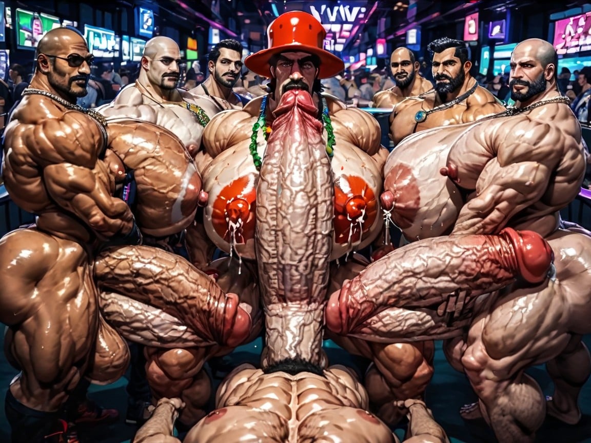 Gangbang Massive Ass, Side View, Impossibly Long Hyper Penis AI Gay Porn