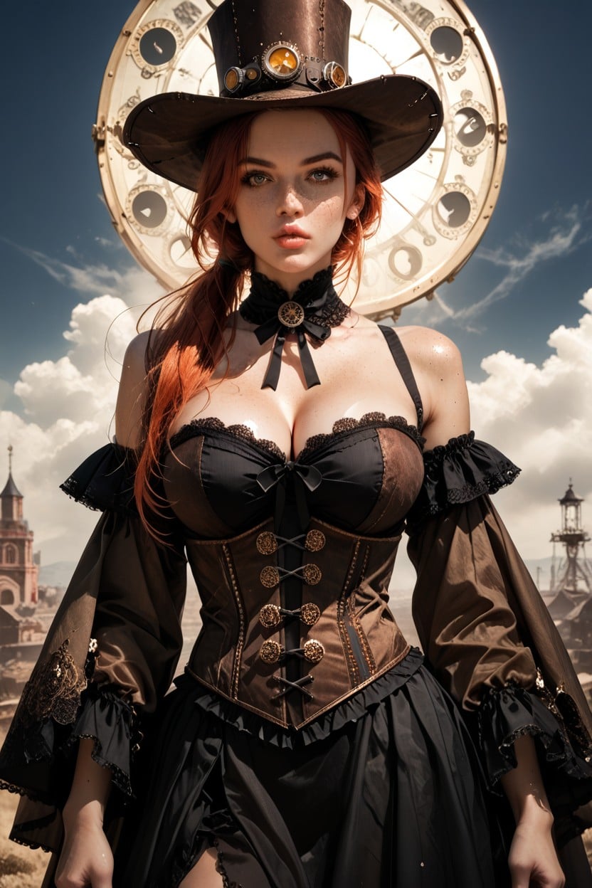 Steampunk, Beautiful, Freckles Porno IA