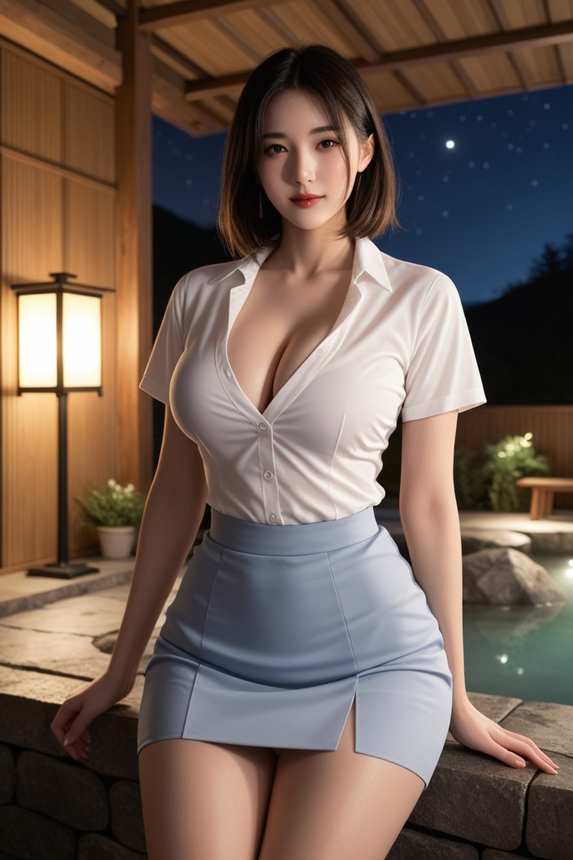 Perfect Waist, Perfect Anatomic Body, Untacked T-shirt アジアのAIポルノ