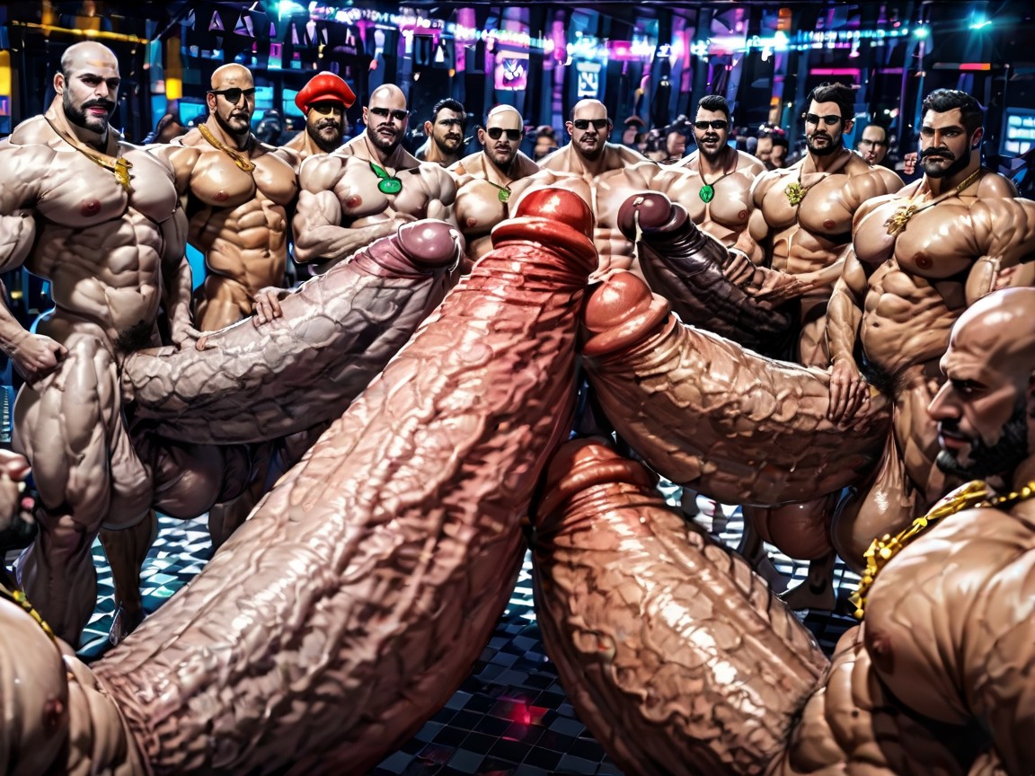 Huge Hyper Areola, Looking At Viewer, Massive Thick Bulky Hairy Muscles AI Gay Porn