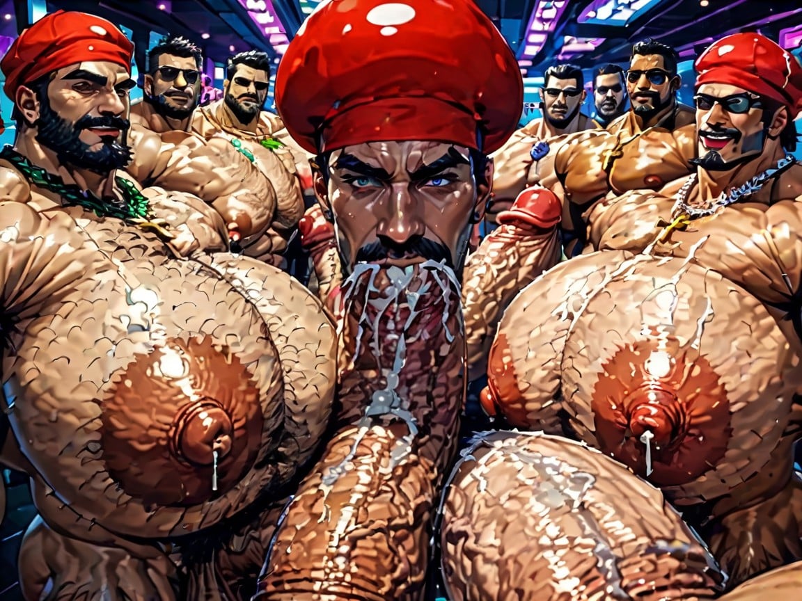Impossibly Long Hyper Penis, Squatting, Rough Hyper Huge Cocks Everywhere On Him AI Gay Porn