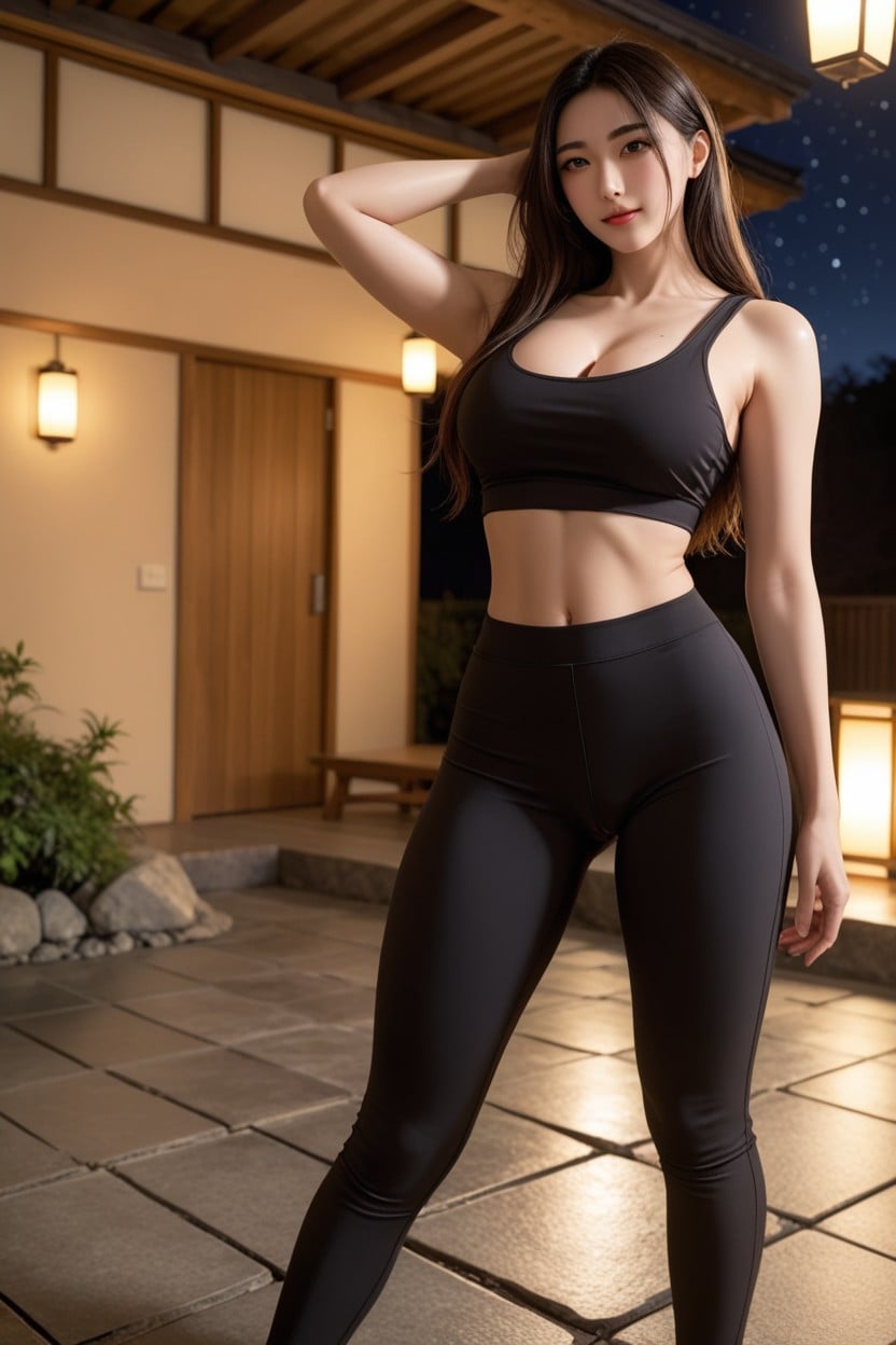 Thick Thighs, Tank Top, She Is Wearing A Black Tank Top Asian AI Porn