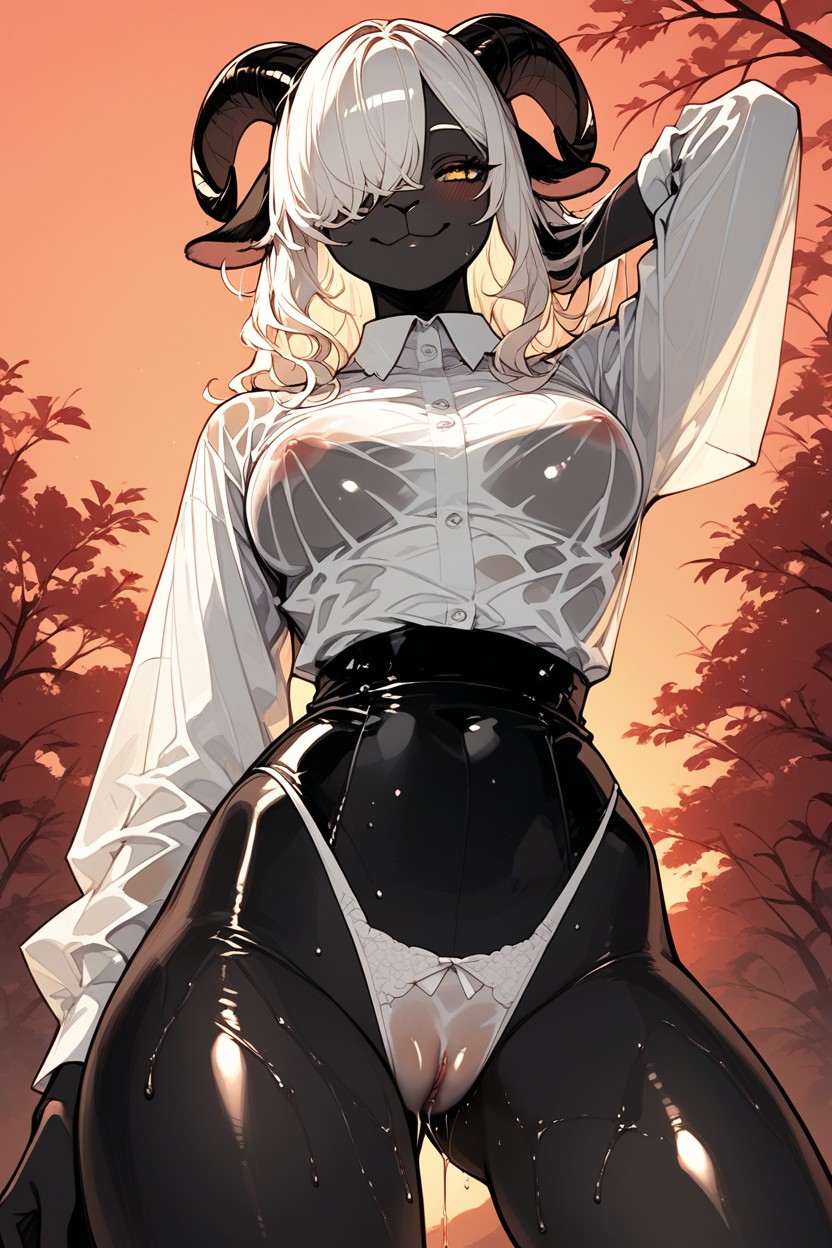 Excessively Wet Pussy, White Shirt, Sleepy Eyes AI獸人黃片