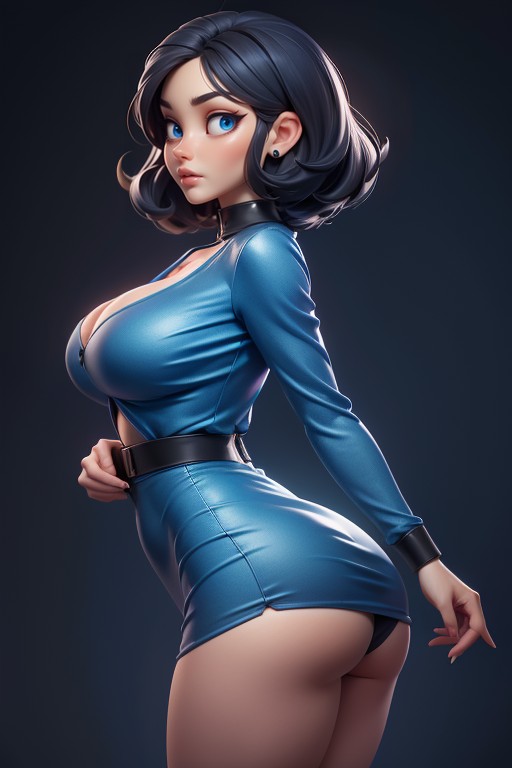 Bobcut, Dress Pulled Up, Hair Bangs Hentai AI Porn