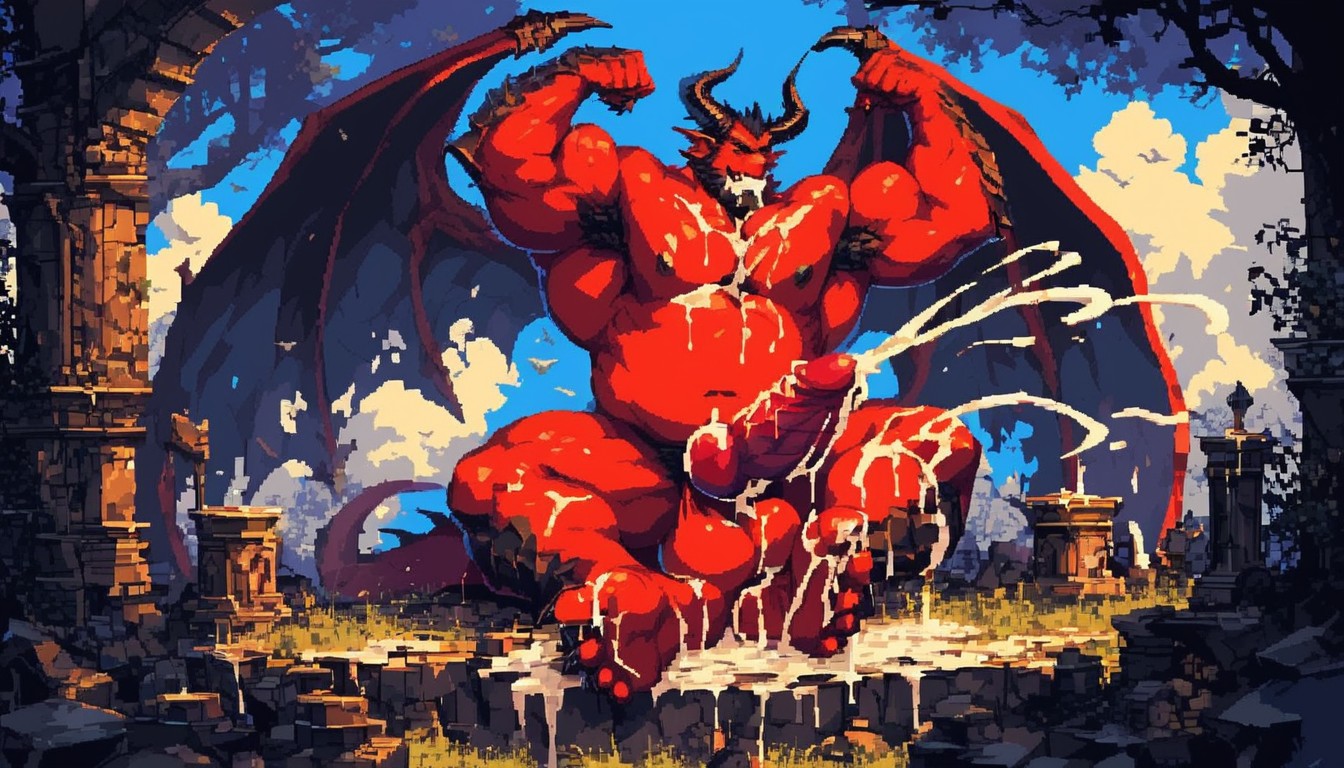 Displaying Perfect, Red Scales, Huge Black Horns AI Gay Porn