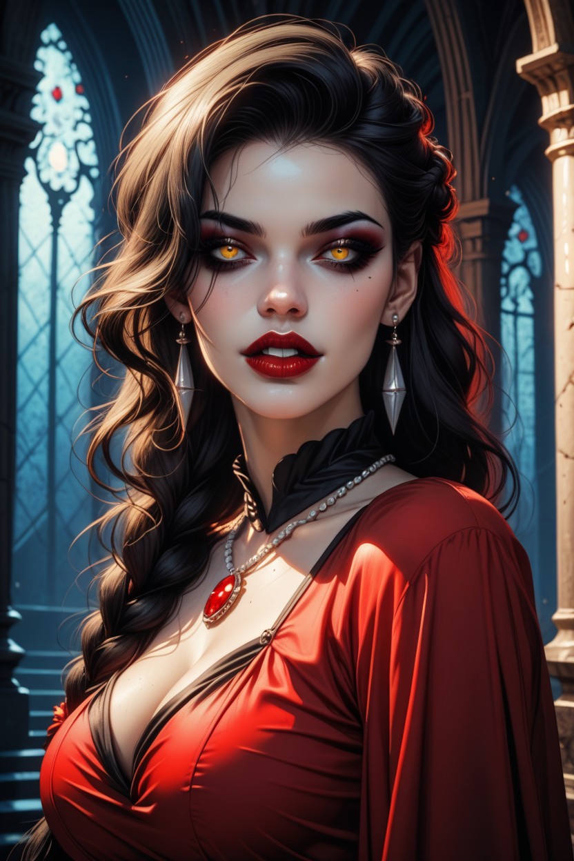 Vampire Aesthetic, Black Eyeliner, Hiperrealistic Porno IA