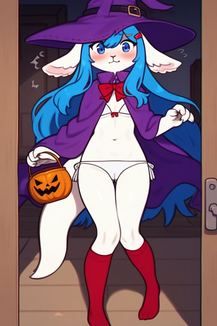 Floppy Ears, White Fur, Overly Body Furry AI Porn