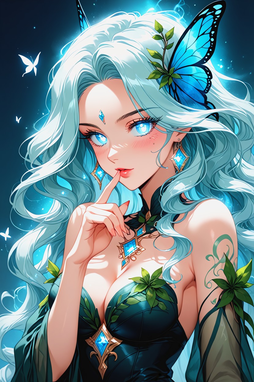 Sharp Cheekbones, Luminescent Skin, Translucent Wings Hentai AI Porn