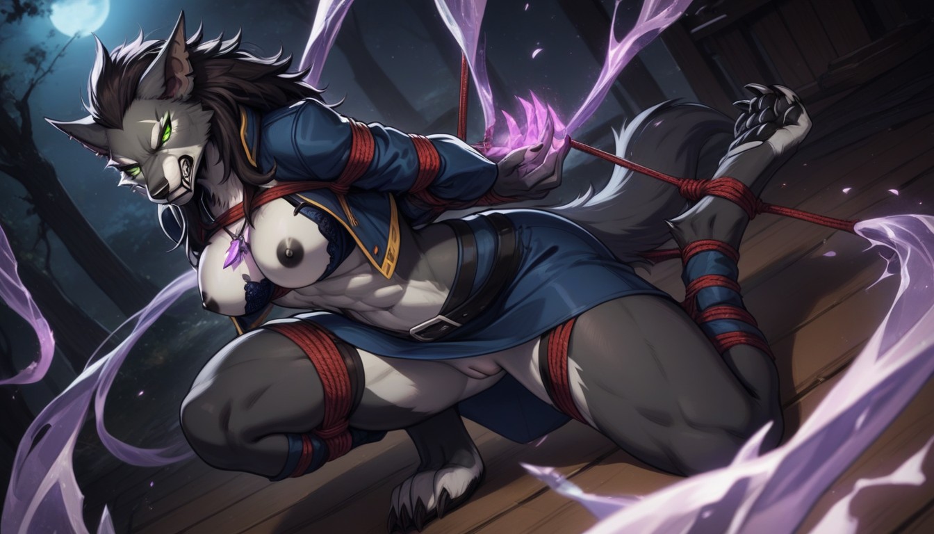 Skinny, Hogtied, Breasts Visible Furry AI Porn