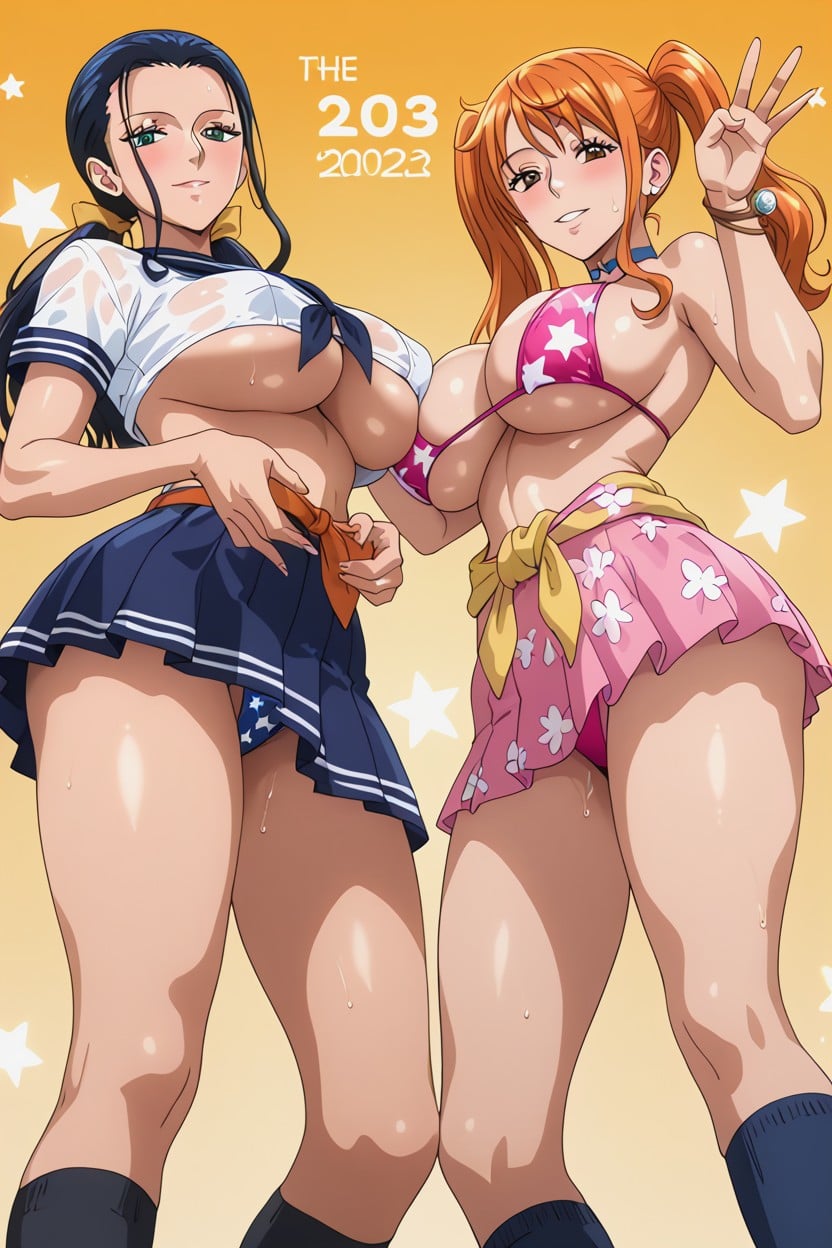 Heart Hands, Upskirt, Nami Hentai AI Porn