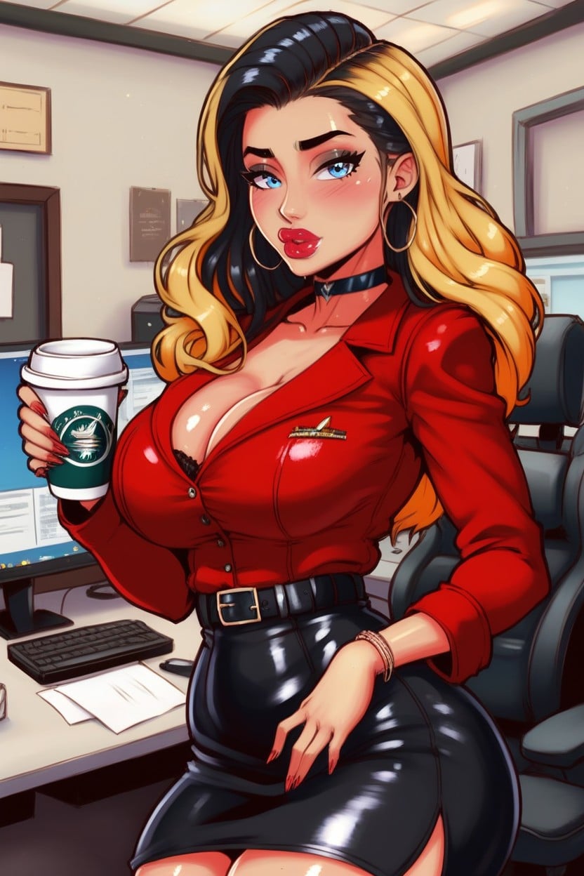 Red Lipstick, Thick Lips, Perfect Skin AI Porn