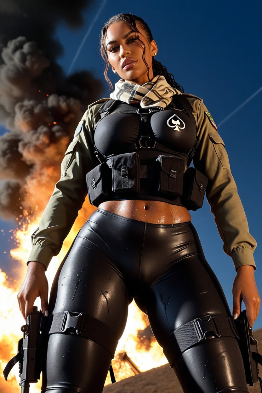 Thick Thighs, Side View, Ripped Clothes AI Porn