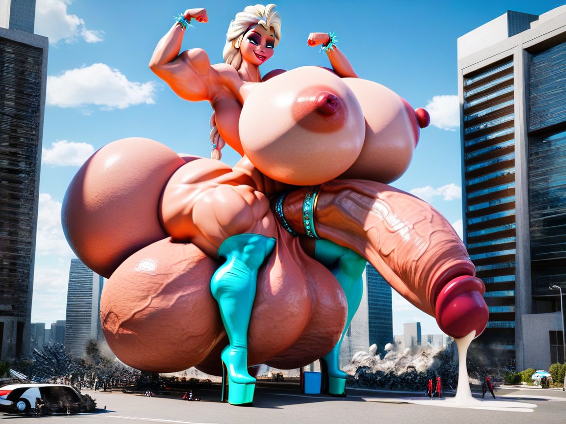 Elsa, Knee Lengh Boots, Nu Porno IA transsexuelle