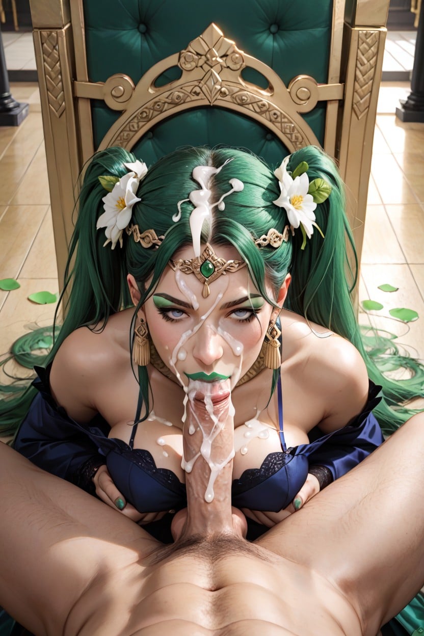 Green Eyeshadow, Excessive Cum, Tits AI Porn