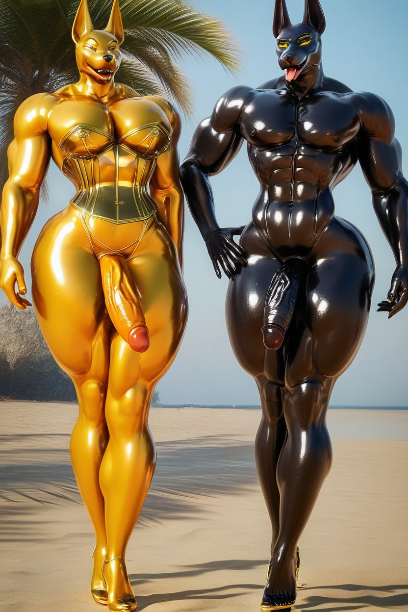 High Heels, Dog, Glistening Furry AI Porn
