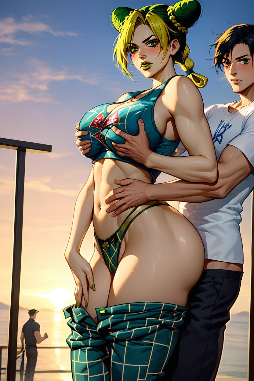 Thighs Exposed, Boob Groping, Underwear Exposed Hentai AI Porn