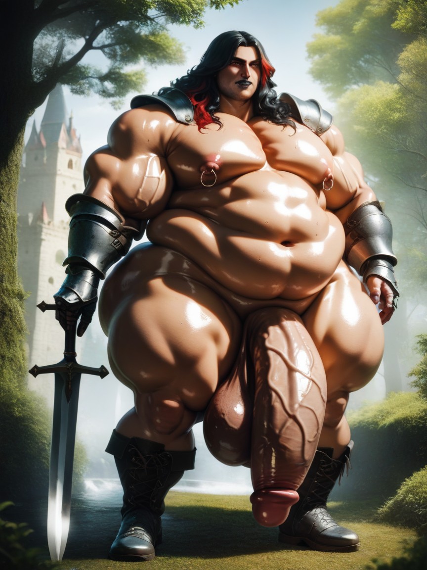 Hairless Body, Veiny Penis, Long Hair AI Gay Porn