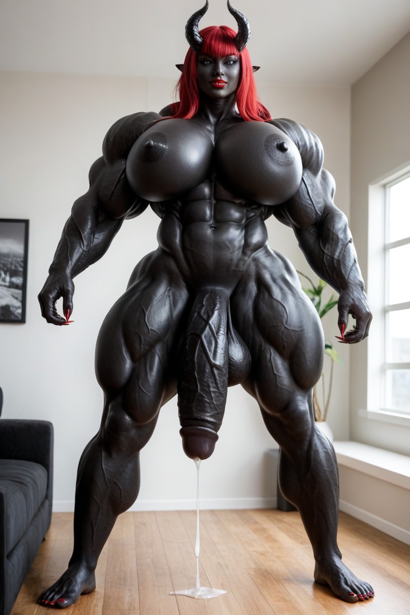 Giantess, Black Skin, Gigantic Veins All Over Her Body Porno IA transsexuelle