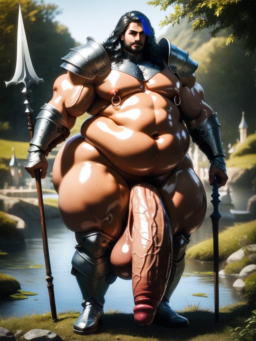 Medieval Fantasy Castle, Thick Arms, Hyper Penis Length AI Gay Porn
