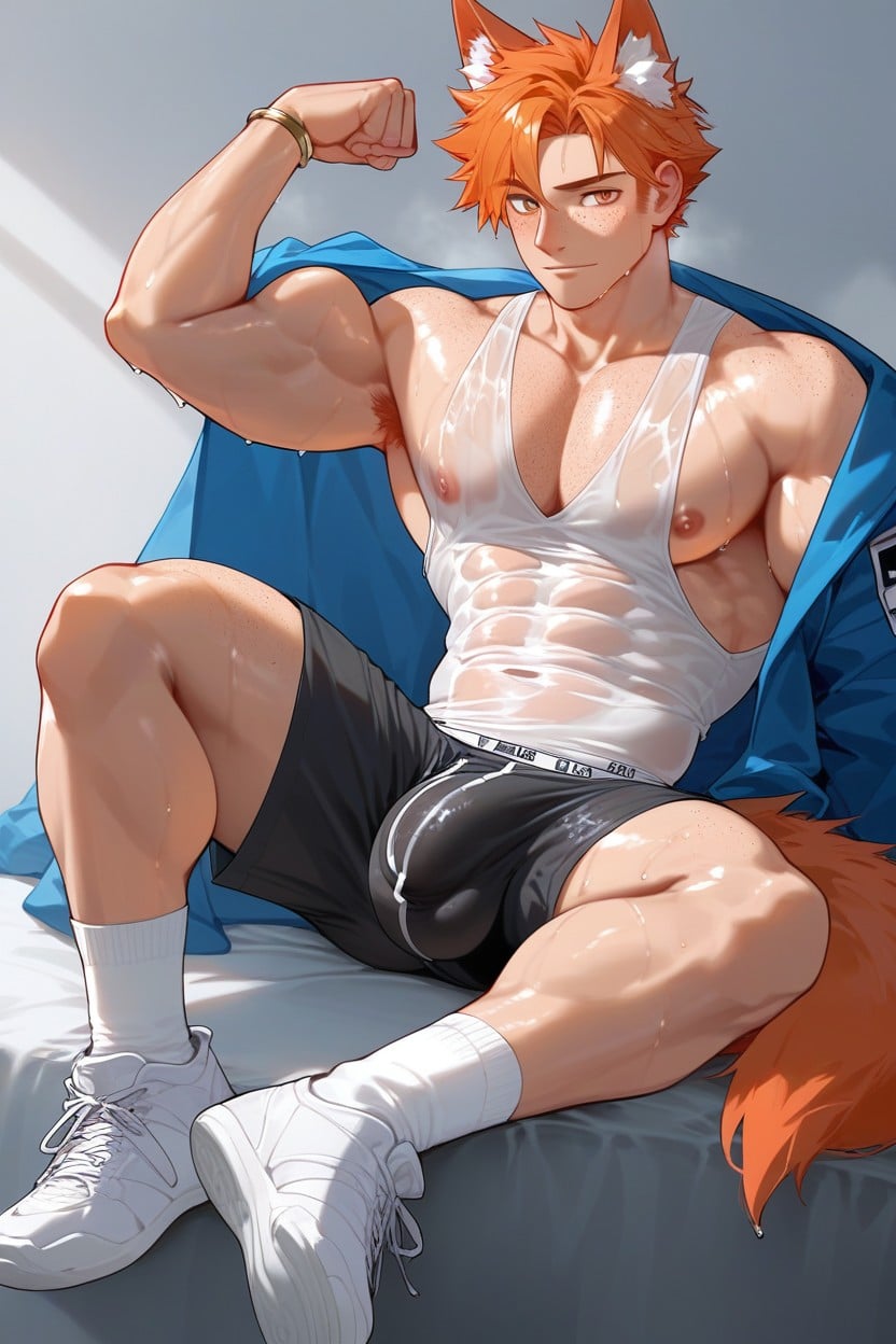 Fluffy, Ginger, Giving Him A Wild And Rebellious Appearance He Has Large AI Gay Porn