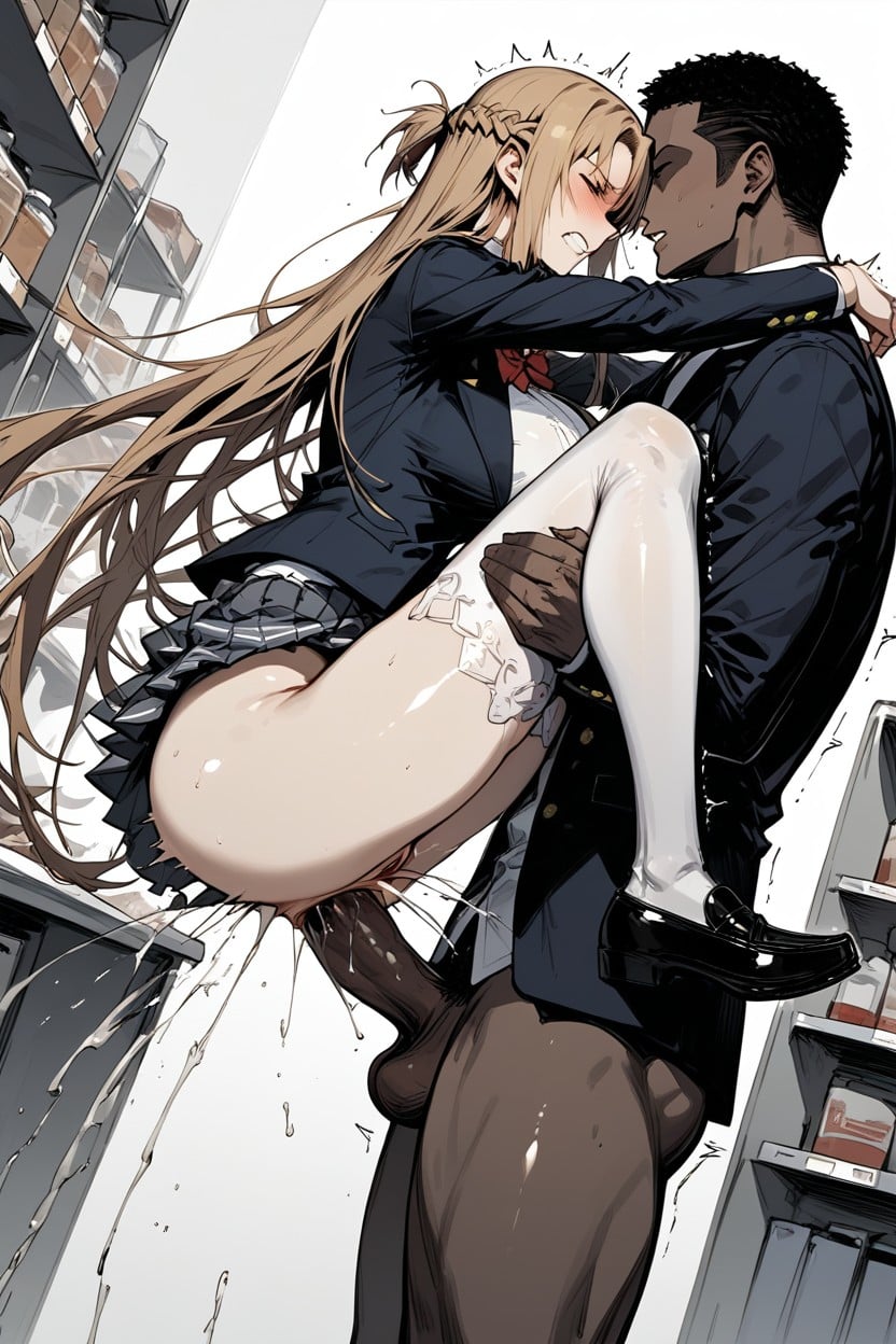 Reverse Carry Sex Position, Huge Gaping Pussy, Red Big Bow Tie Hentai AI Porn