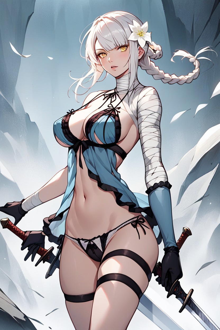 Bandaged_neck, Panties, Large_breasts Hentai AI Porn