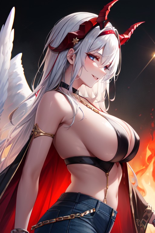 Evil Smile, Side View, Red Red Skin Hentai AI Porn