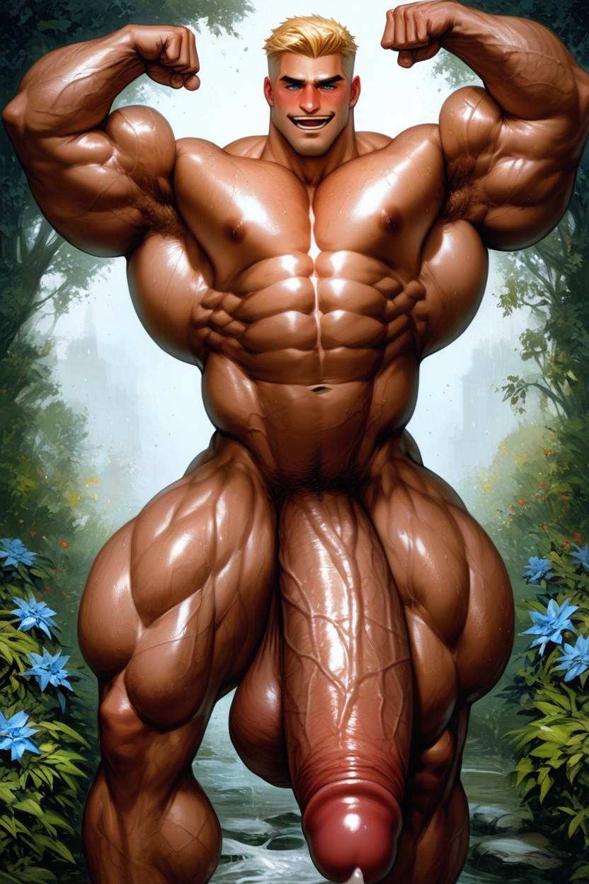 Leaning Back, 1 Person, Flexing Biceps AI Gay Porn