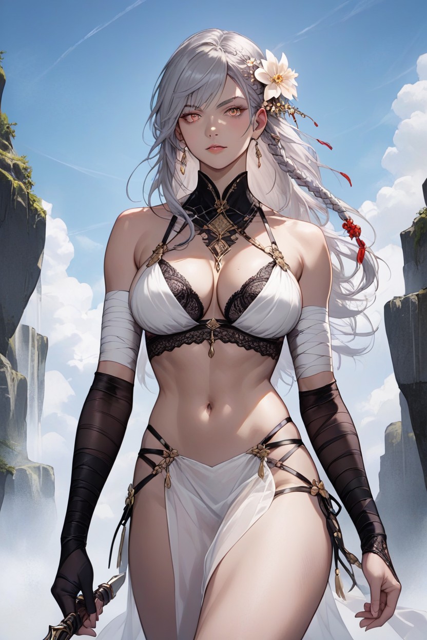 Looking Directly At Viewer, Female Anime Character, Detailed Weapon Design Hentai AI Porn