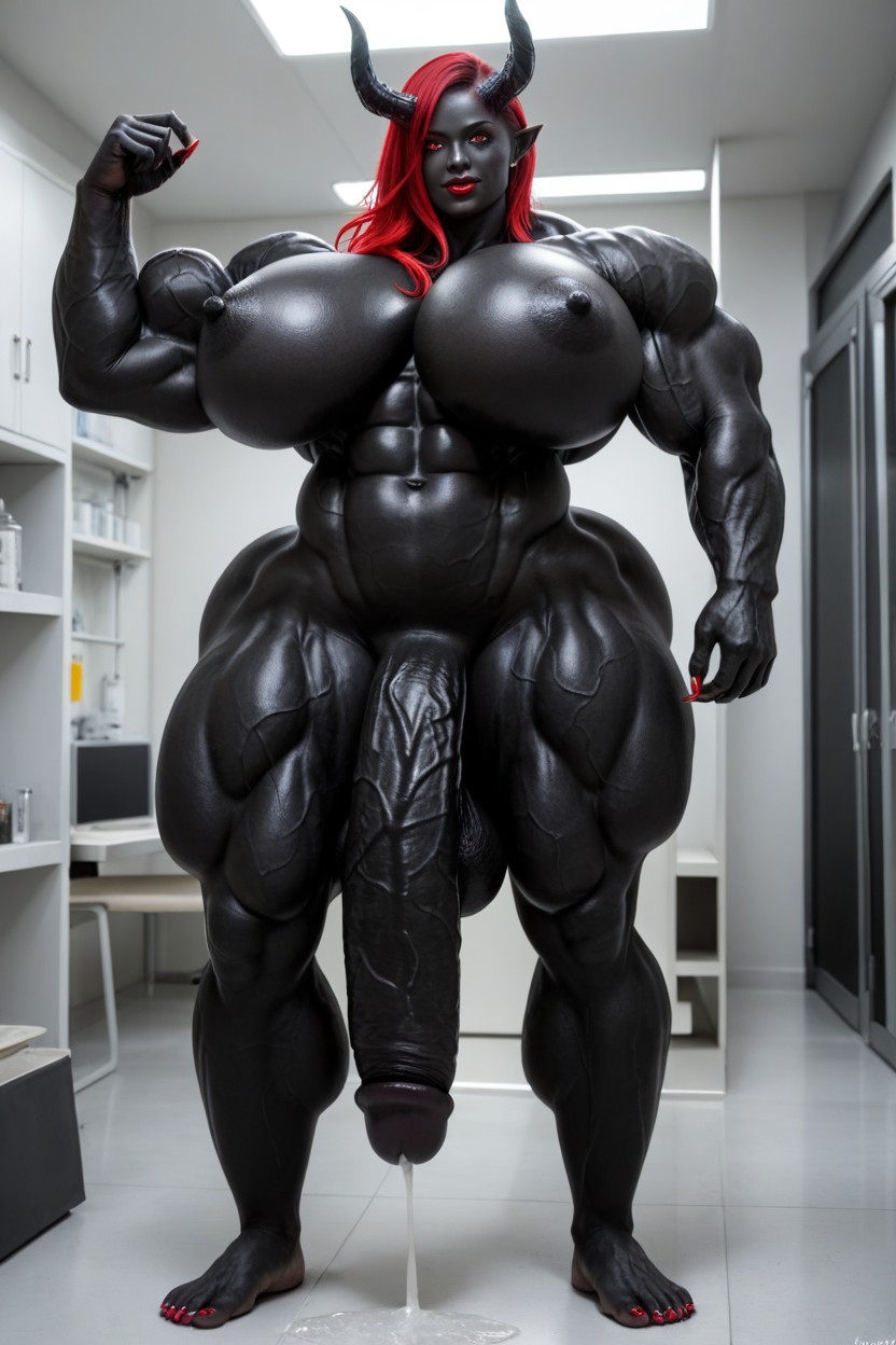 Standing, Perfect Tits, Gigantic Muscle Delts Shemale AI Porn