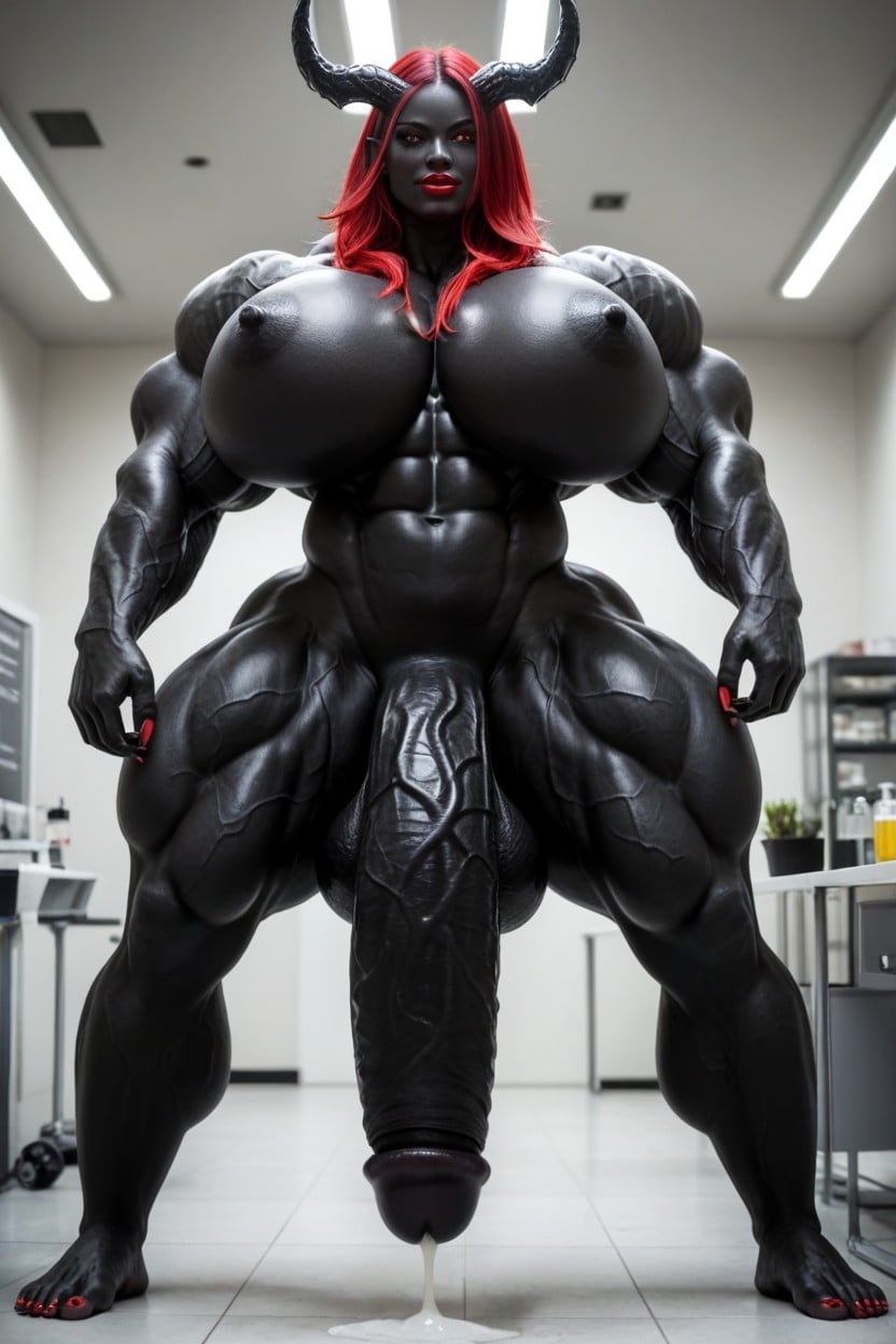 Black Barefoot, 25+, Glowing Red Eyes Shemale AI Porn
