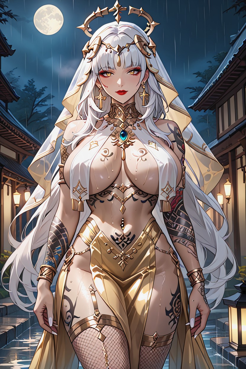 25+, Gold Face Veil, Gold Choker Hentai AI Porn