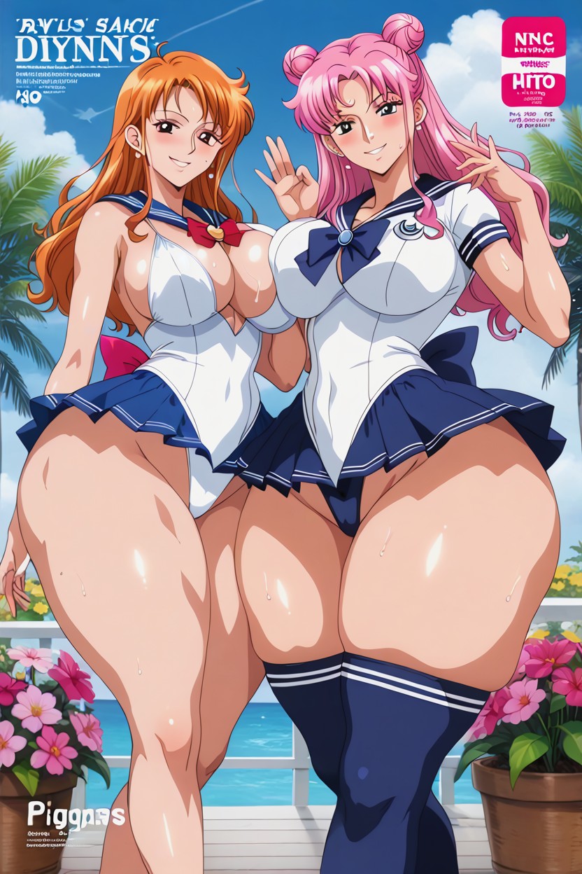 Pink And White Sailor Costume, Waist Shot, Nico Robin Hentai AI Porn