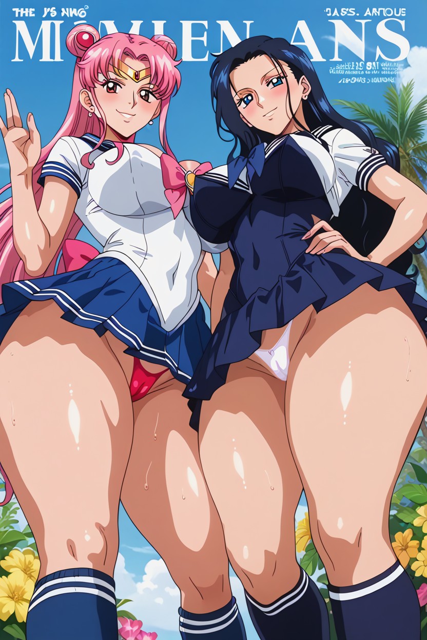 25+, Extremely Large Ass, Pink And White Sailor Costume Hentai AI Porn