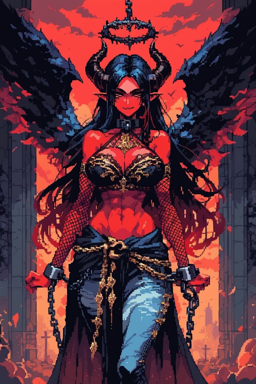 Wings, Red Red Skin, Royal Crown On Head Hentai AI Porn