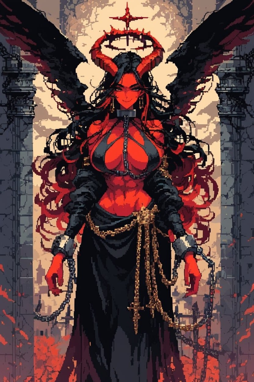 Wings, Chain Shackles, Large Breasts Hentai AI Porn