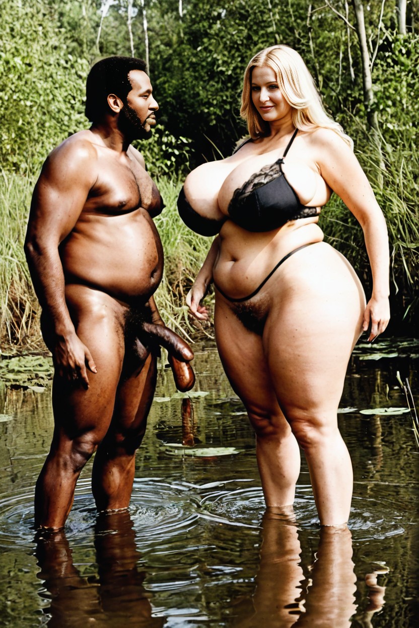 Swamp Filled With Dump, Pretty White Blonde Swedish Babe, Long Length AI Porn