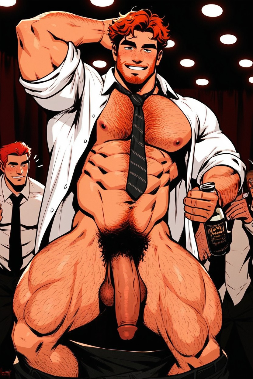 Male, Big Hairy Mustache, Very Big Beefy Male AI Gay Porn