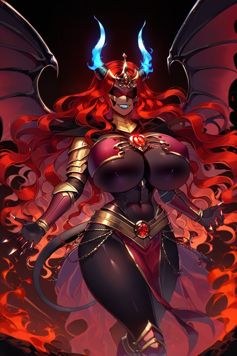 Large Ass, Huge Gold Tiara With Colossal Red Jewel, Left Arm Slashing Forward Ebony AI Porn
