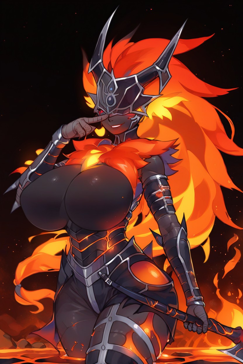Minotaur Horns, Midnight Black Skin, 모델 라틴 AI 야짤