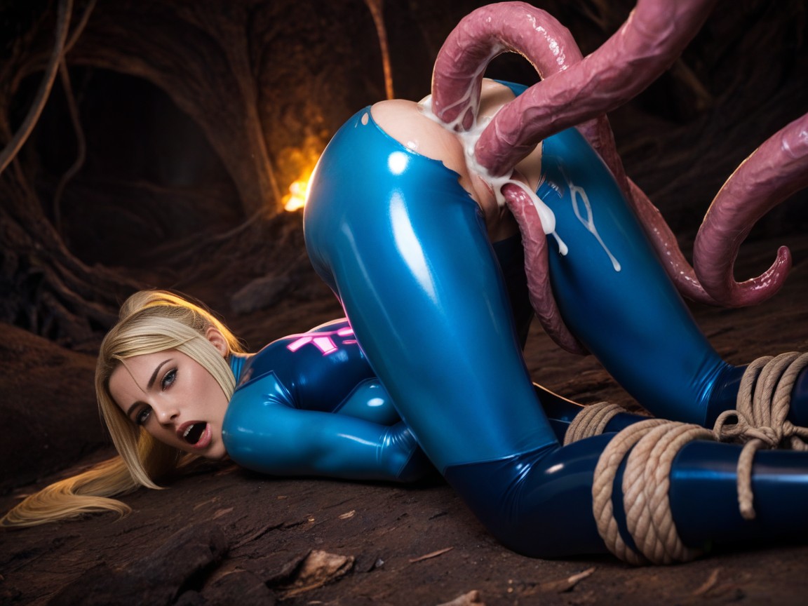 Rough Tentacle Sex, Oiled Skin, Dark Background AI Porn