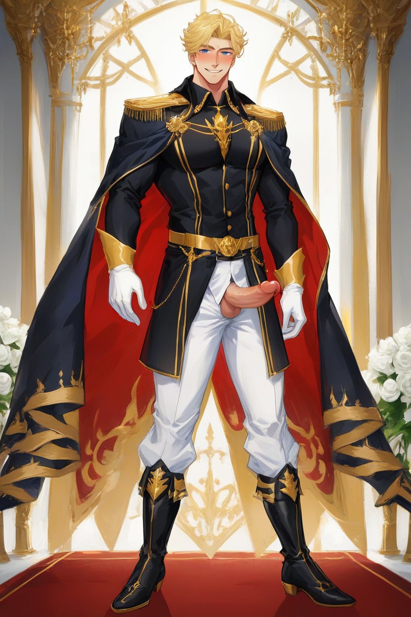 Long Sleeves, Fancy Royal Belt, Muscular Body AI Gay Porn