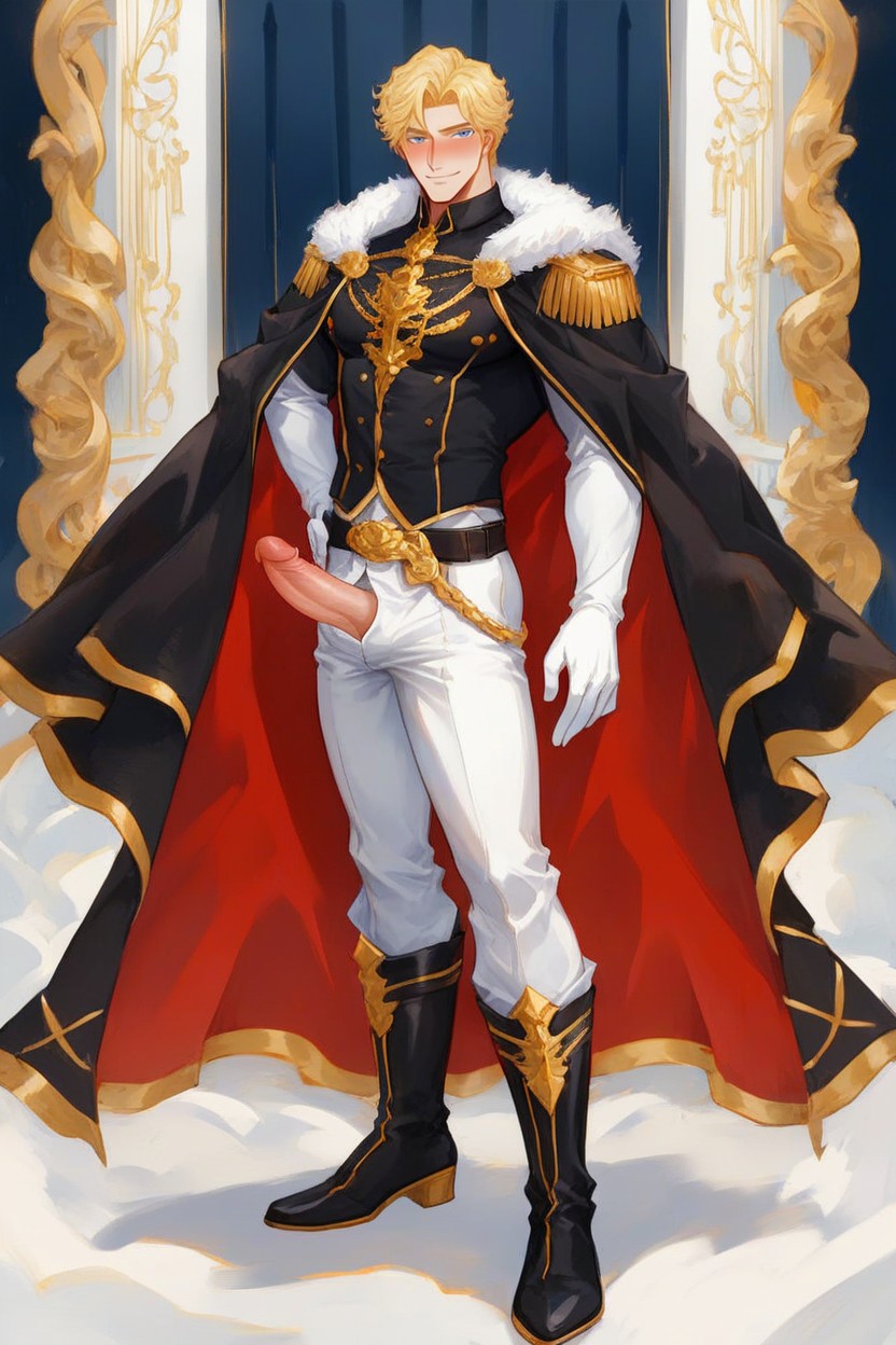 Royal Cape, 1 Person, Fancy Dark Black Royal Pants AI Gay Porn