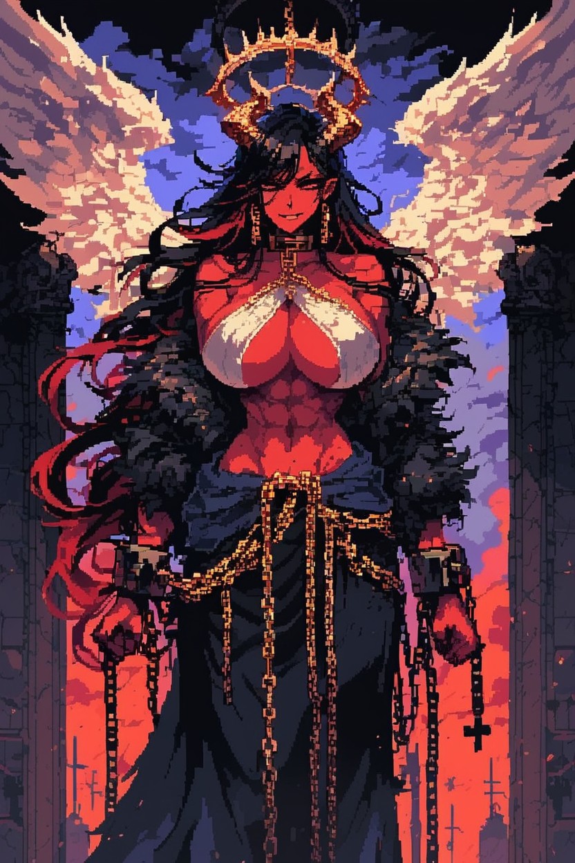 Goat Horns, Chain Shackles, Devil Angel Hentai AI Porn