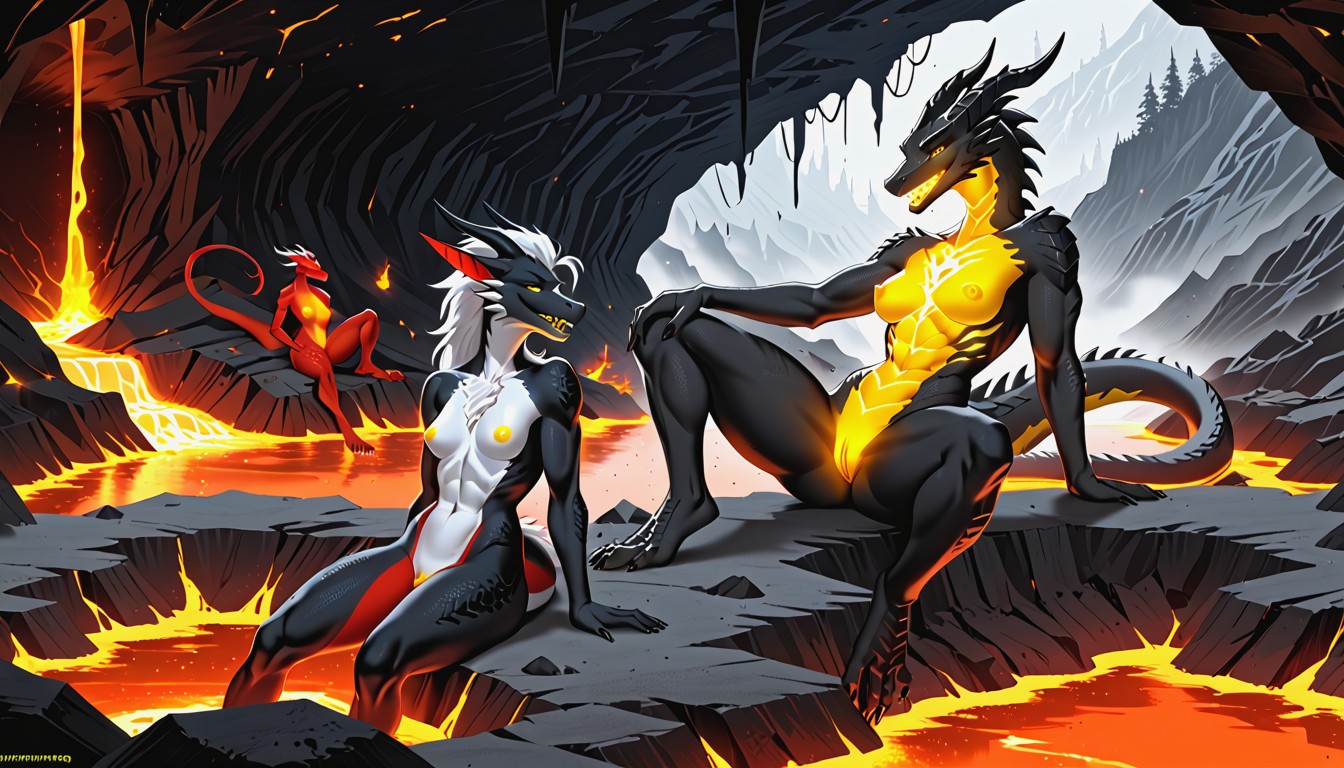 Black Horns, Two Dragons, No Water Furry AI Porn