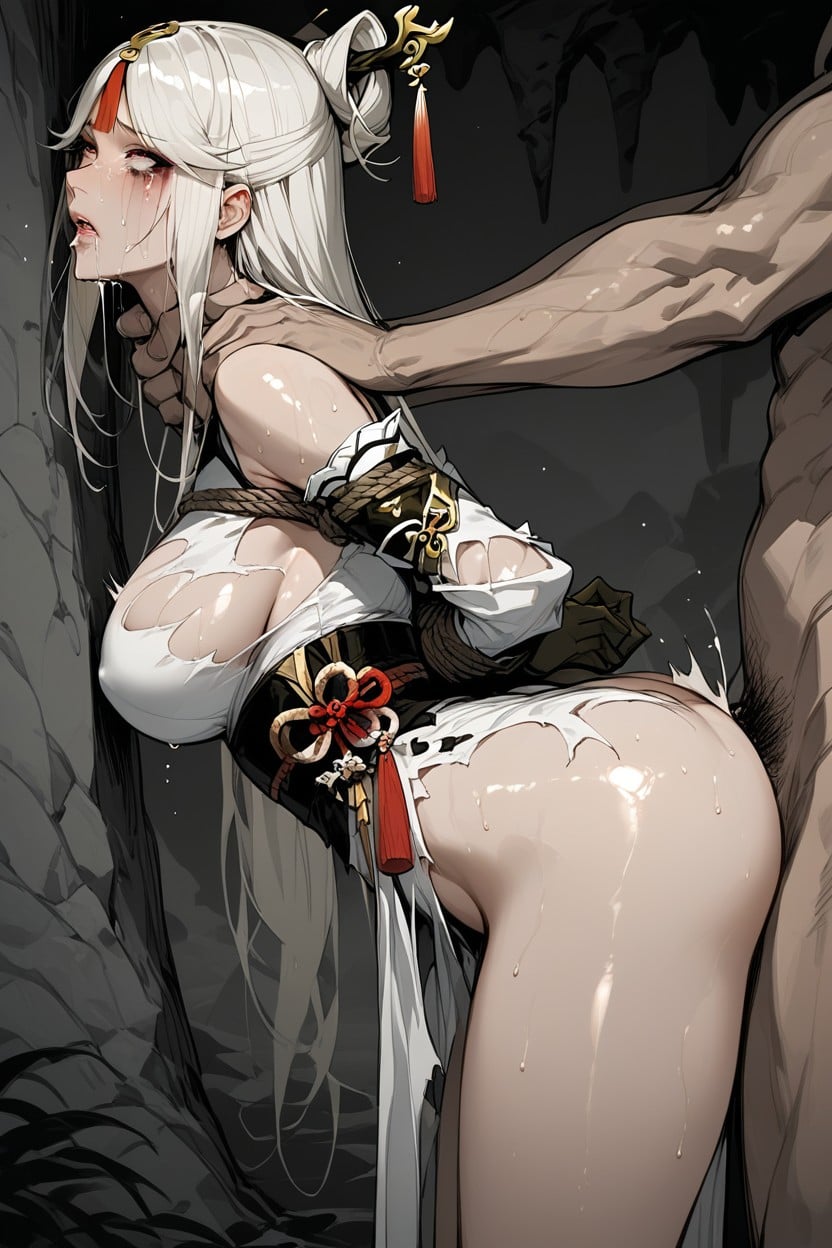 Ass Up, Sweat Drops On Body, Restrained Hentai AI Porn
