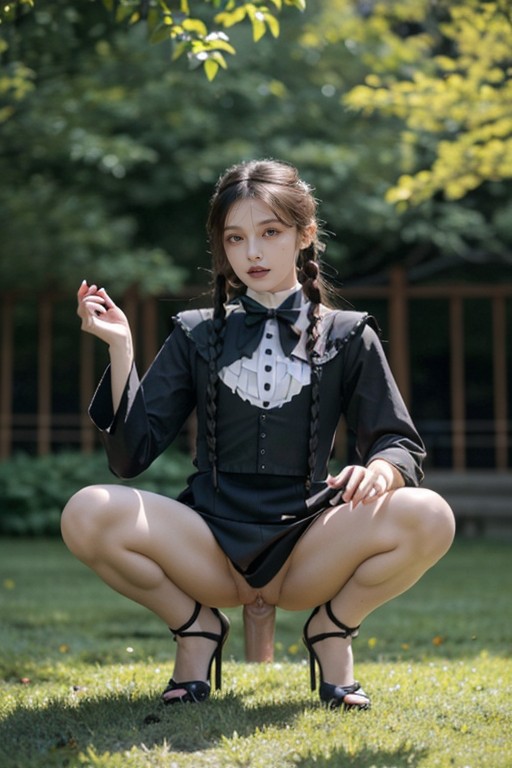 Dark Eyeshadow, Full Body View, Swollen Large Vulva AI Porn
