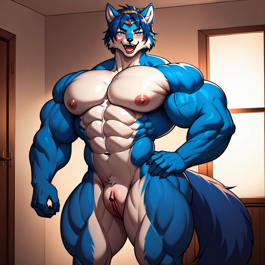 Hyper Massive Pussy, Hyper Muscle, Standing Furry AI Porn